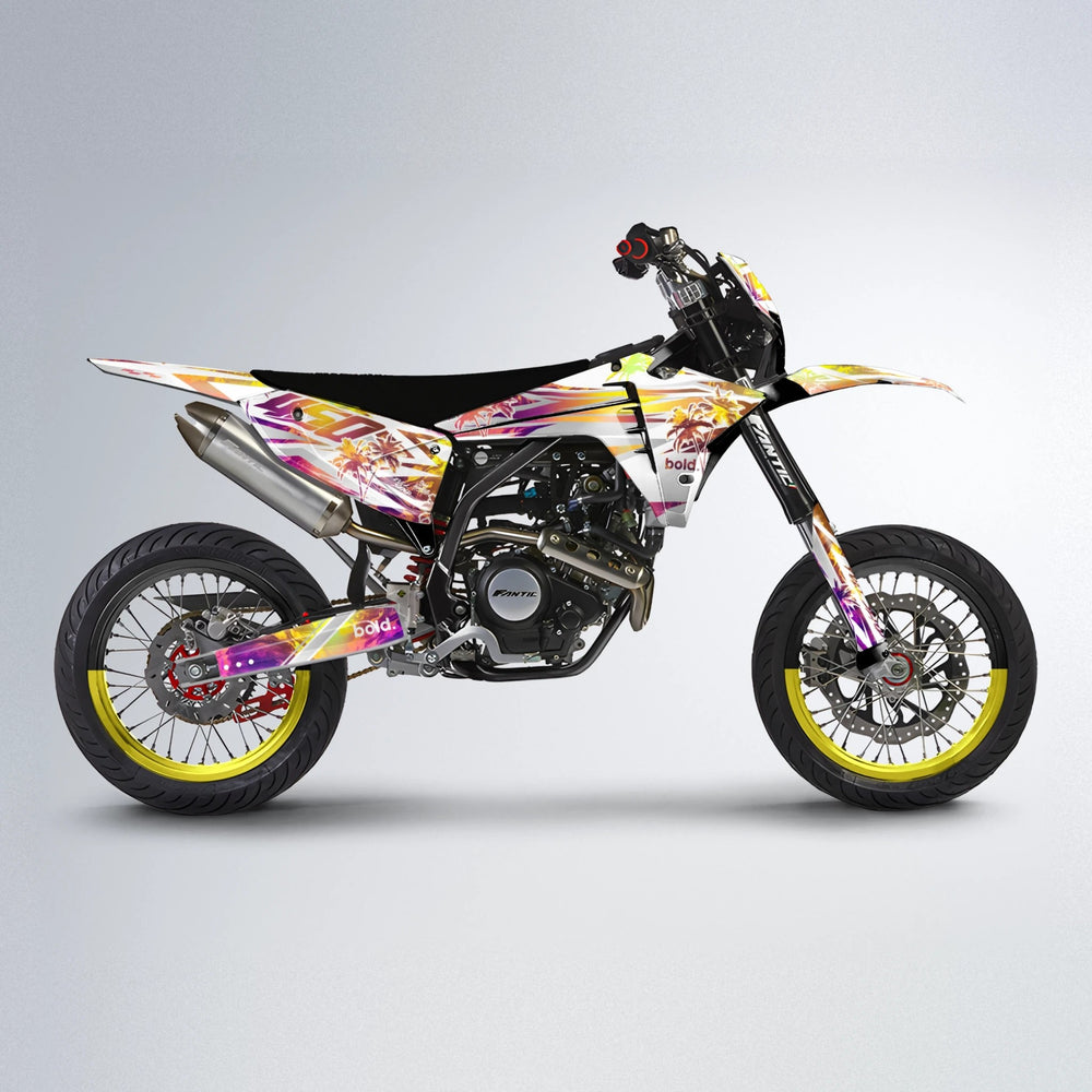 ROZALIN Fantic supermoto graphics kit in Pink & Yellow