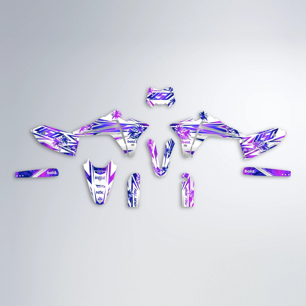 ROZALIN Fantic graphics kit parts layout in Purple