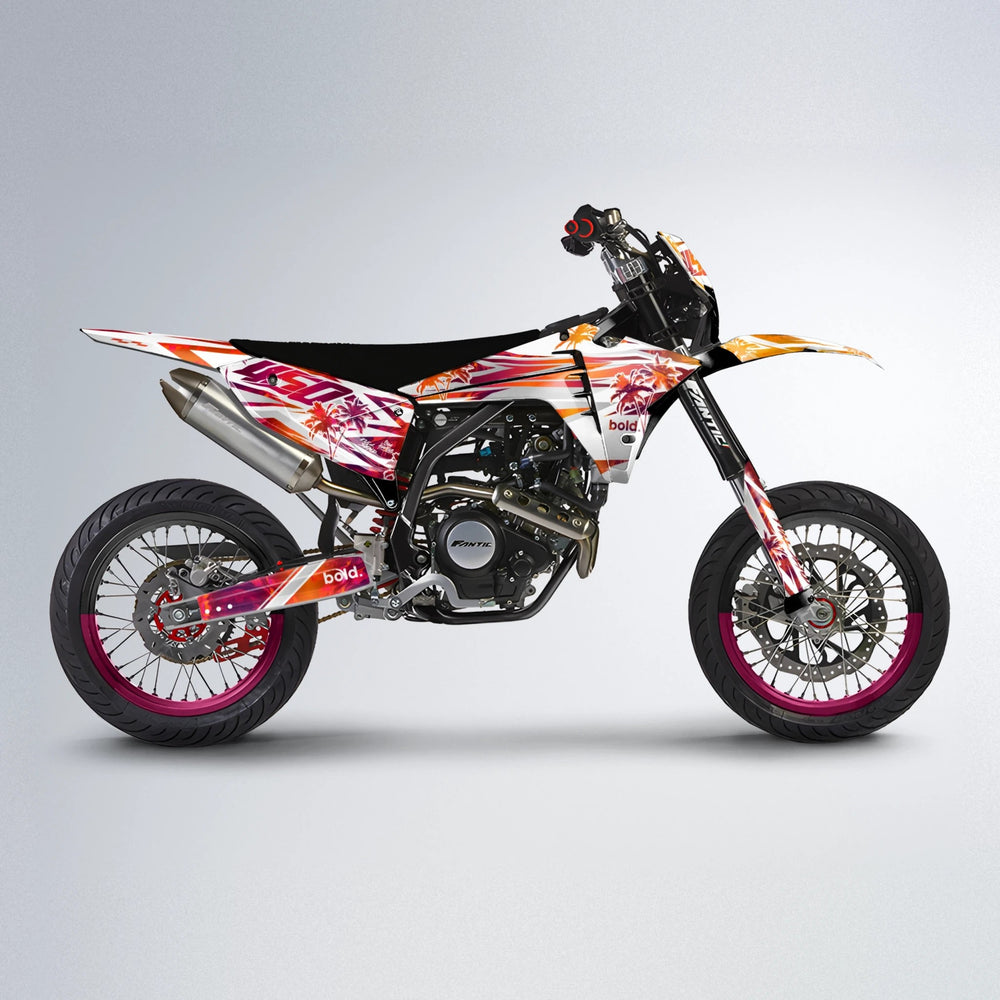 ROZALIN Fantic supermoto graphics kit in Red & Orange