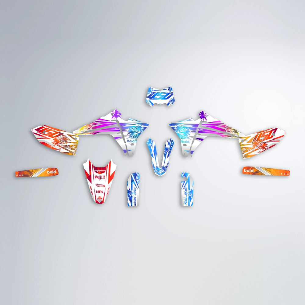 ROZALIN Fantic graphics kit parts layout in Sunset Fade