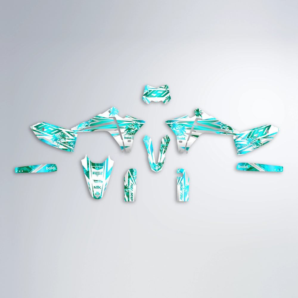 ROZALIN Fantic graphics kit parts layout in Teal
