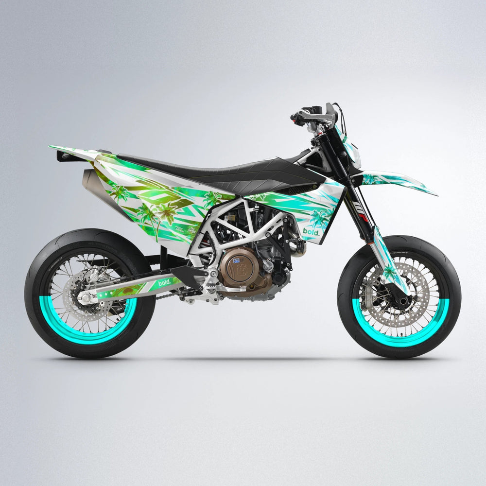 ROZALIN Husqvarna 701 supermoto graphics kit in Cyan & Green