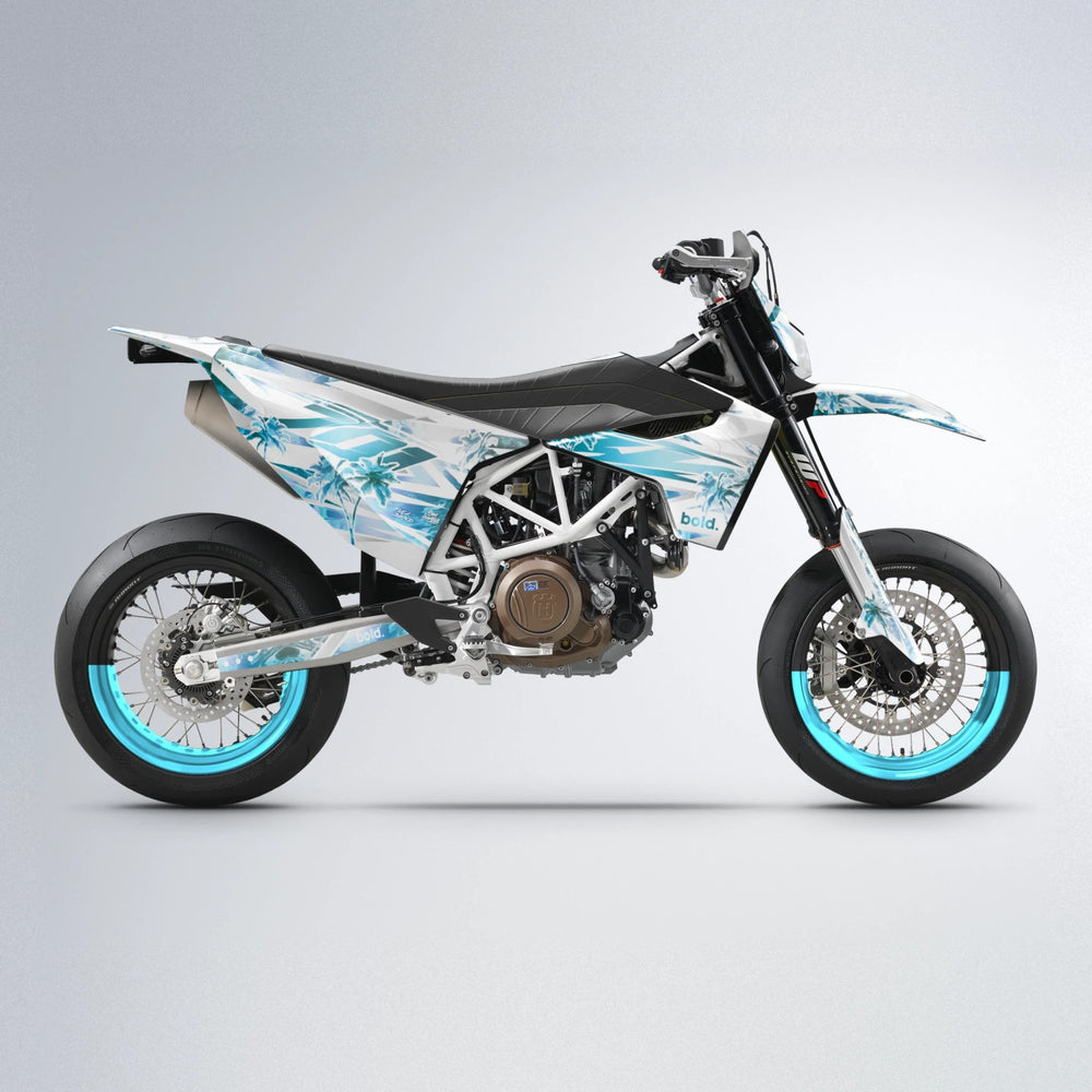ROZALIN Husqvarna 701 supermoto graphics kit in Light Blue & White