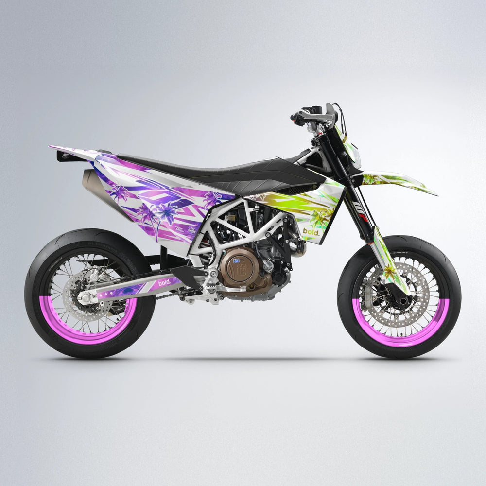 ROZALIN Husqvarna 701 supermoto graphics kit in Purple & Yellow