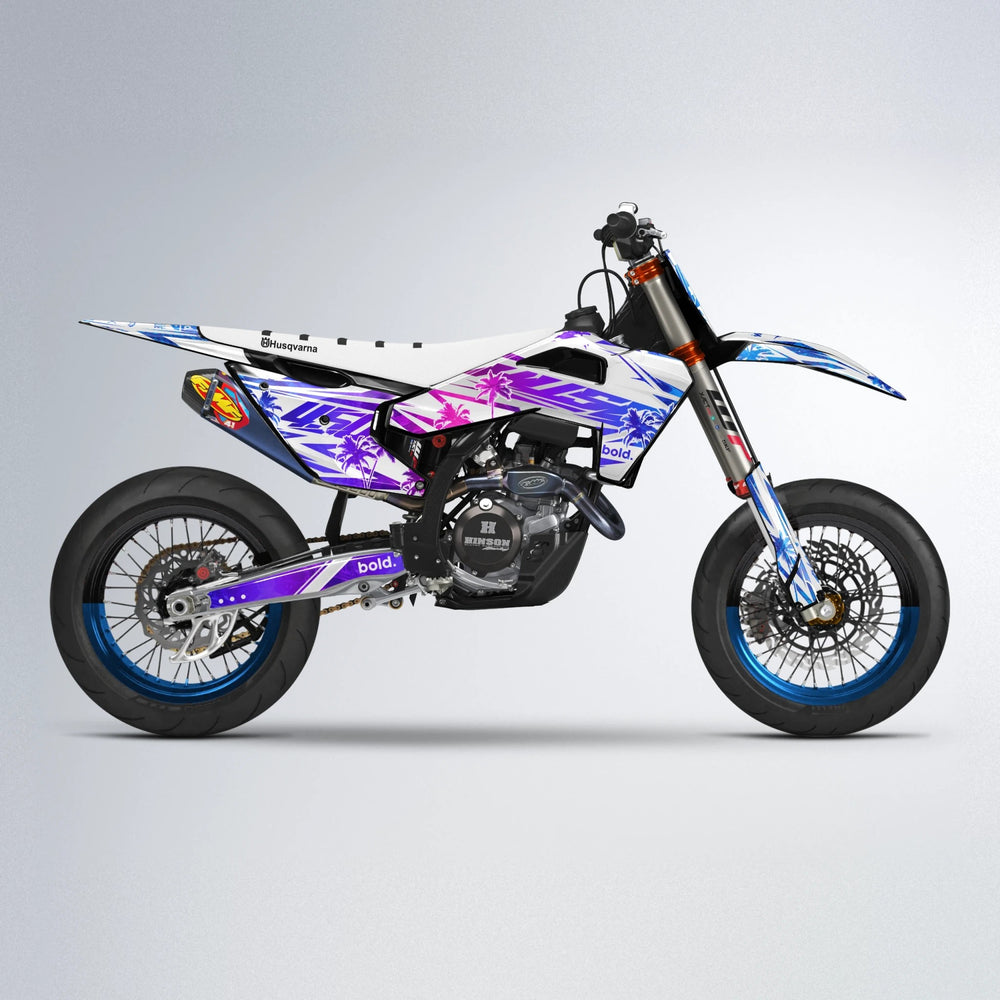 ROZALIN Husqvarna FE/TE supermoto graphics kit in Blue Purple Fade
