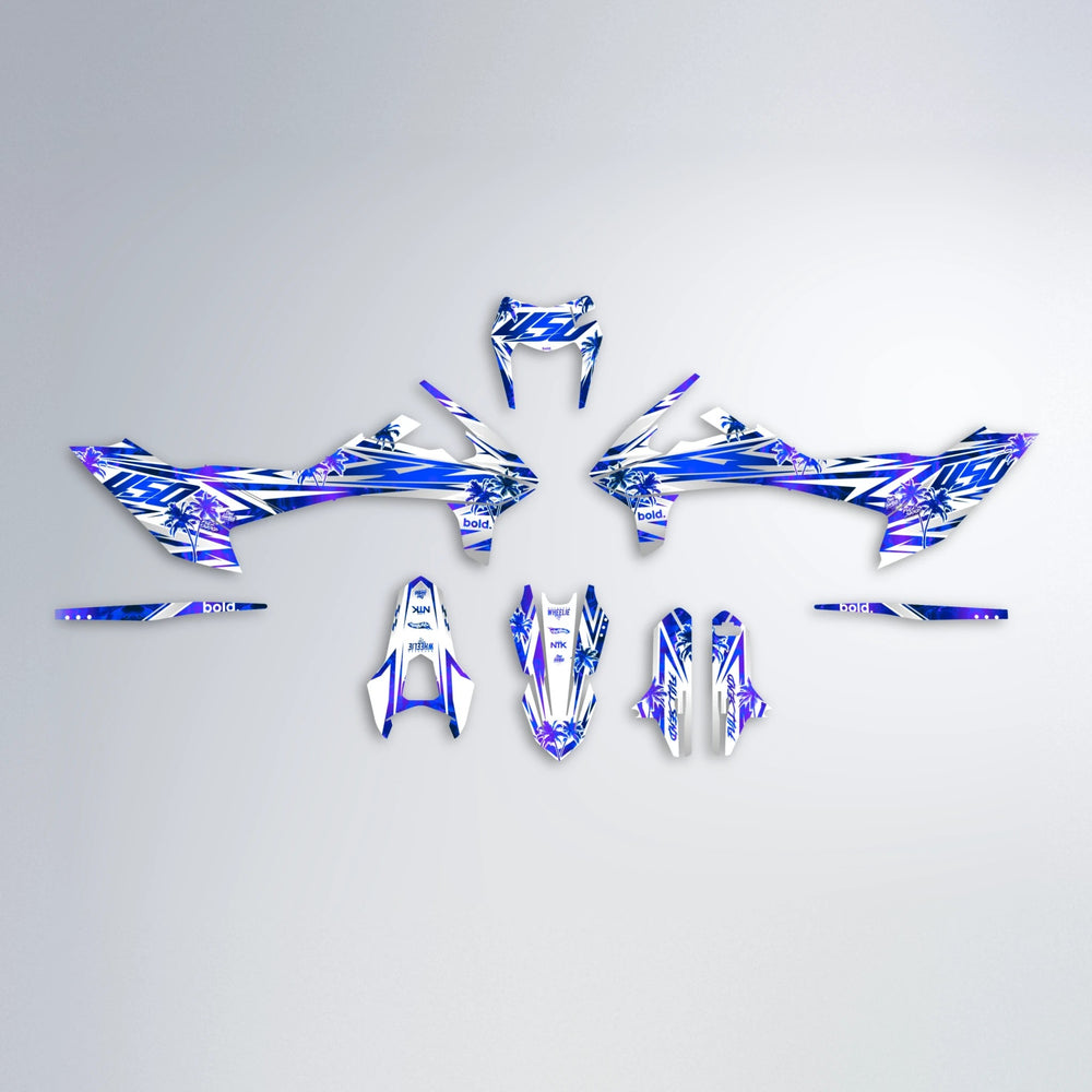ROZALIN KTM SMC 690 graphics kit parts layout in Blue