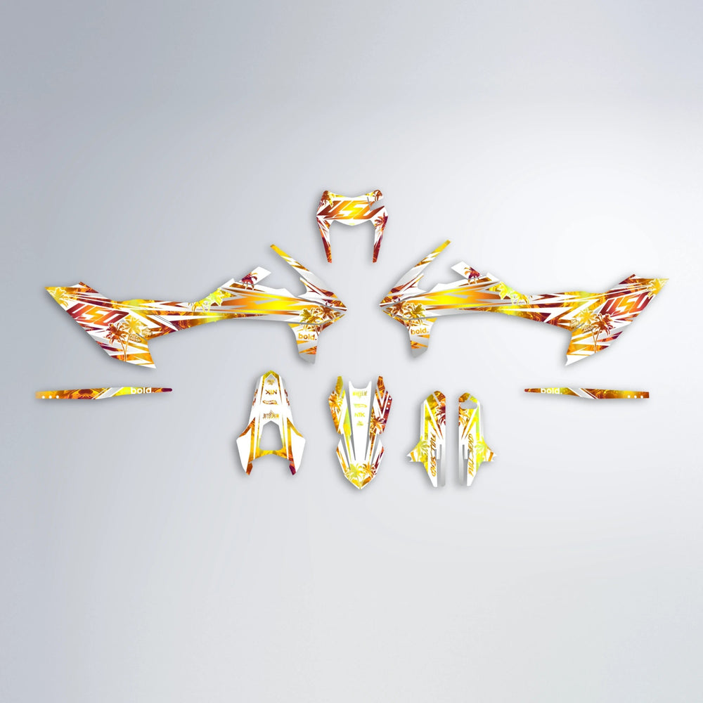 ROZALIN KTM SMC 690 graphics kit parts layout in Orange & Yellow