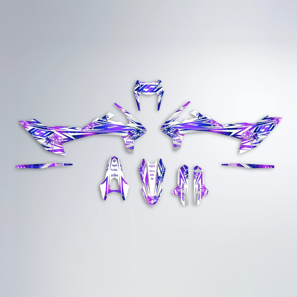 ROZALIN KTM SMC 690 graphics kit parts layout in Purple