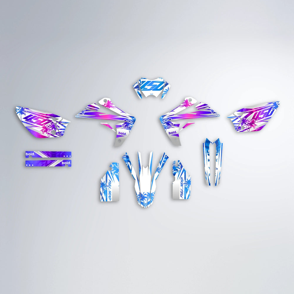 ROZALIN Rieju MRT graphics kit parts layout in Blue Purple Fade