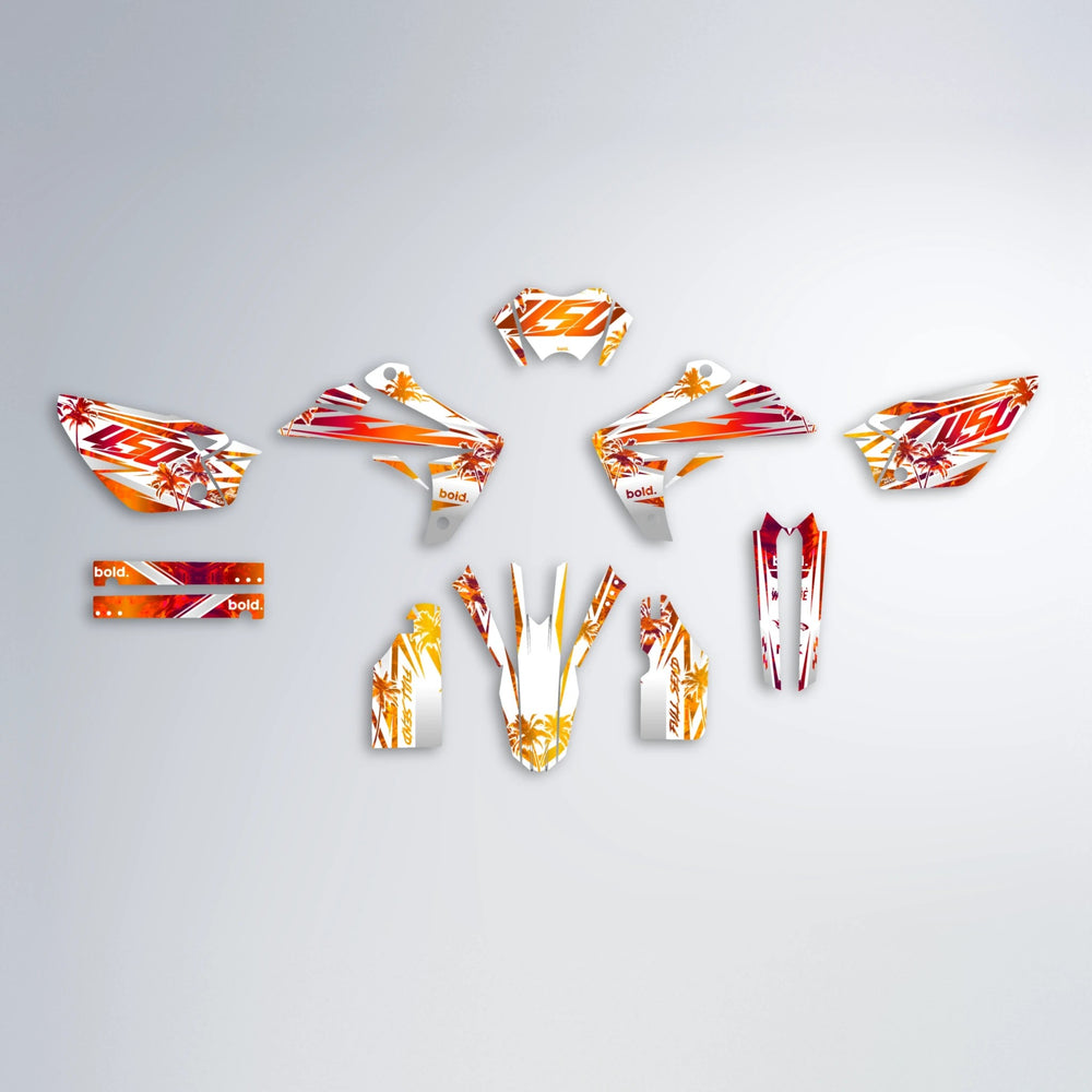 ROZALIN Rieju MRT graphics kit parts layout in Red & Orange