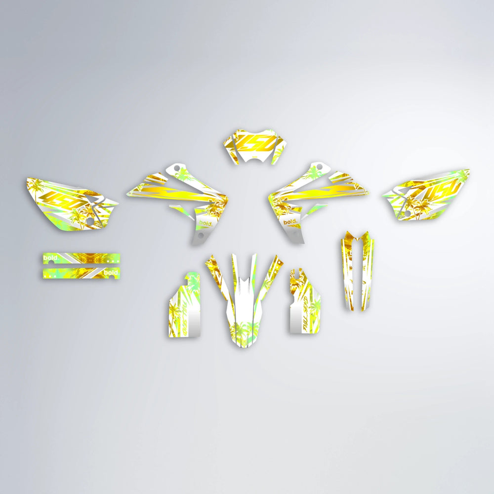 ROZALIN Rieju MRT graphics kit parts layout in Yellow
