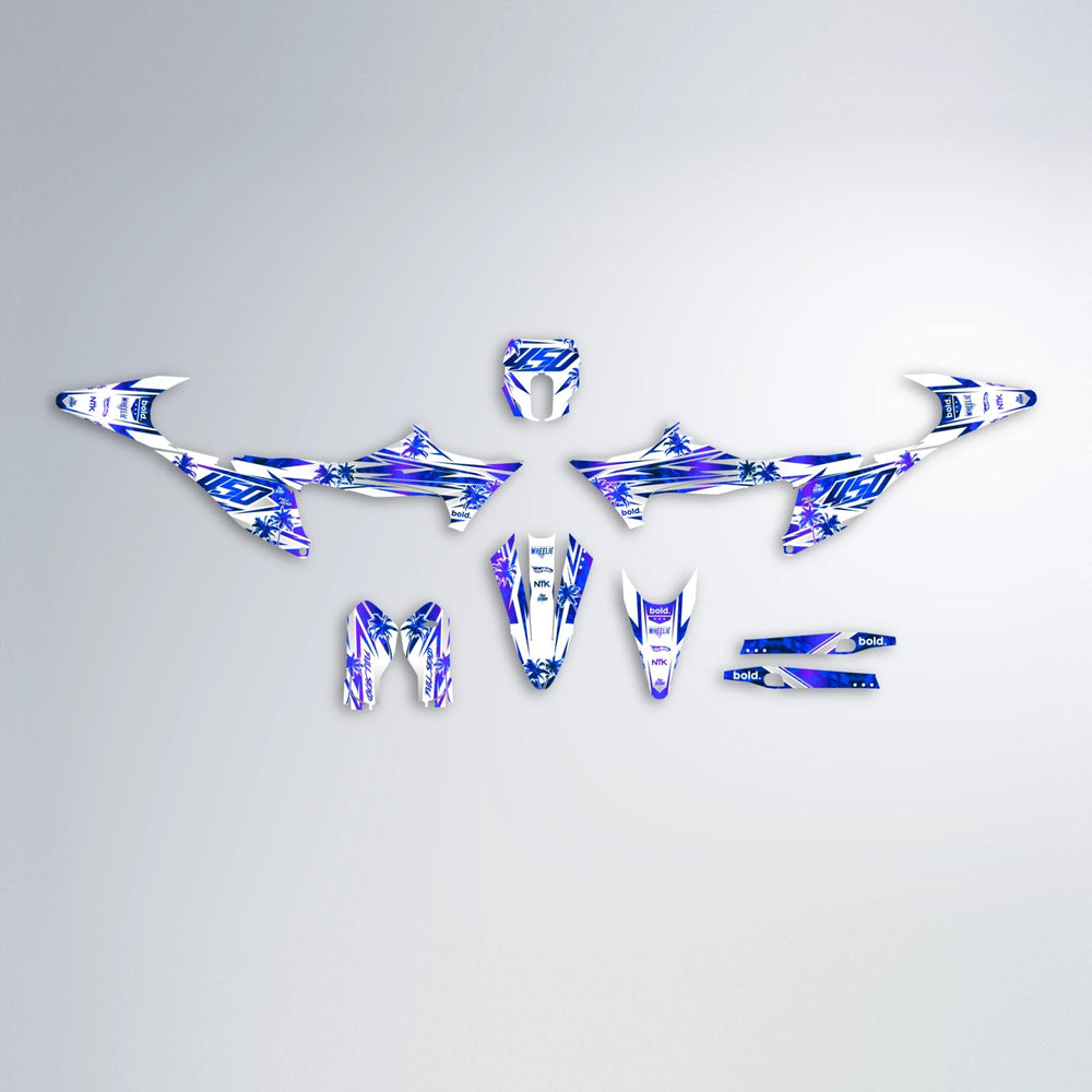 ROZALIN Stark Varg MX graphics kit parts layout in Blue