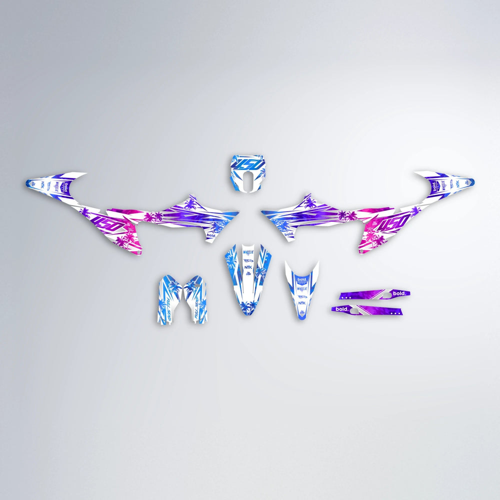 ROZALIN Stark Varg MX graphics kit parts layout in Blue Purple Fade