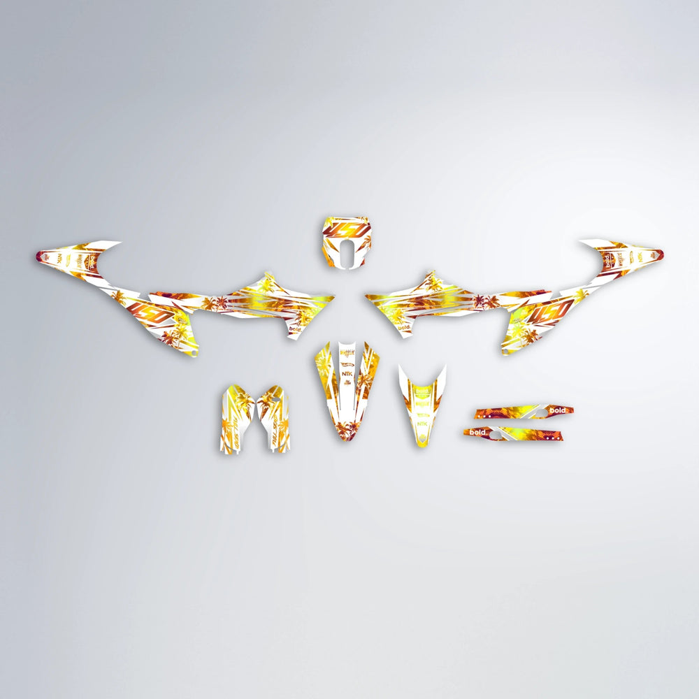 ROZALIN Stark Varg MX graphics kit parts layout in Orange & Yellow
