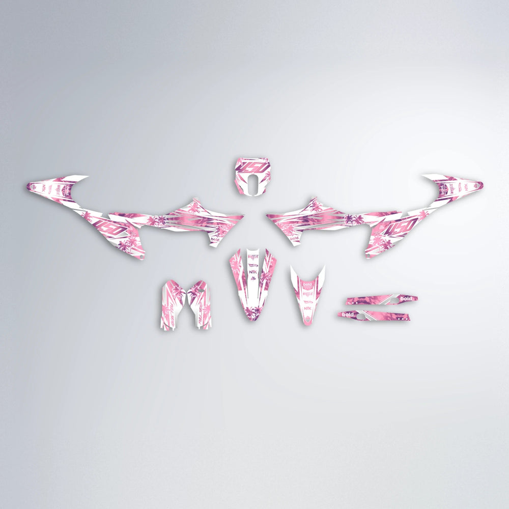 ROZALIN Stark Varg MX graphics kit parts layout in Sakura Pink