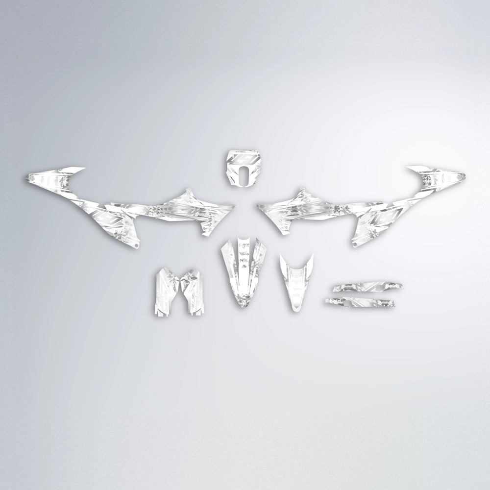 ROZALIN Stark Varg MX graphics kit parts layout in White
