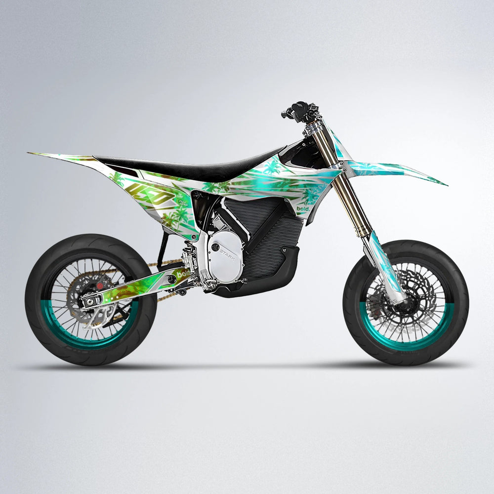 ROZALIN Stark Varg SM supermoto graphics kit in Cyan & Green