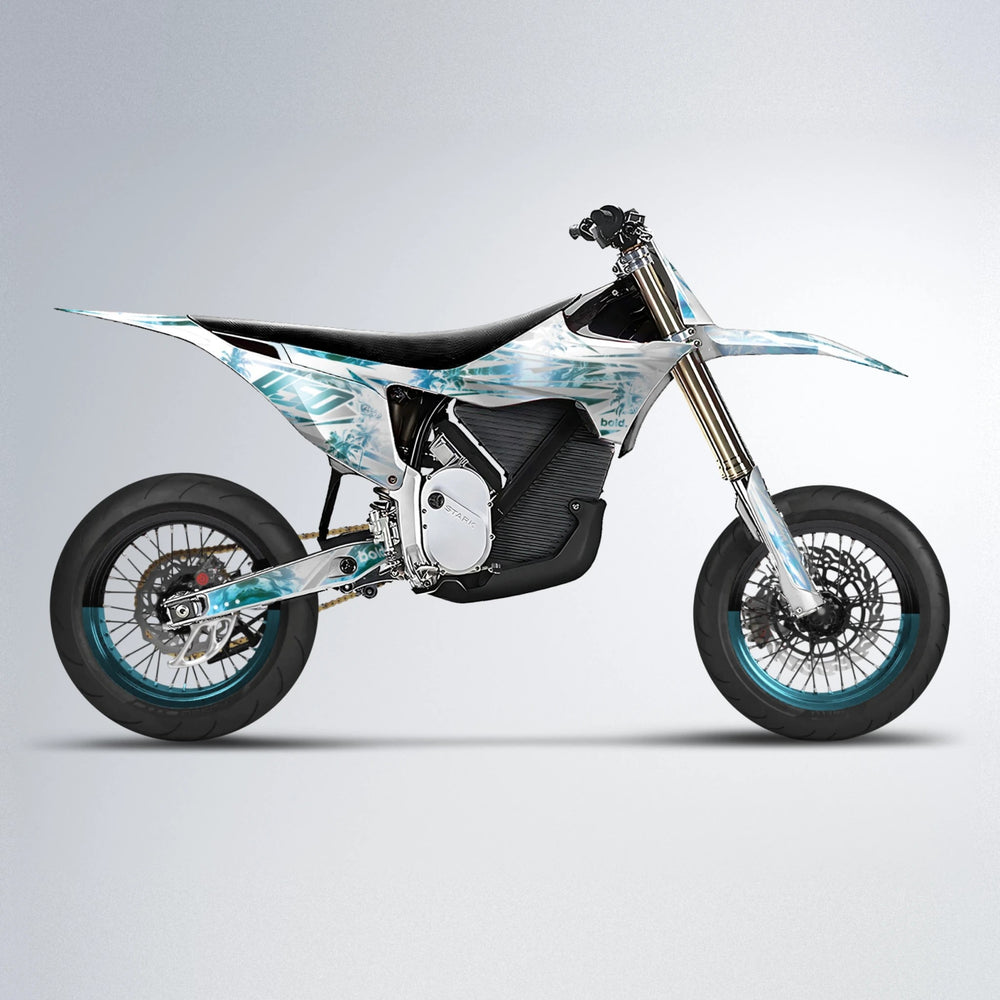 ROZALIN Stark Varg SM supermoto graphics kit in Light Blue & White