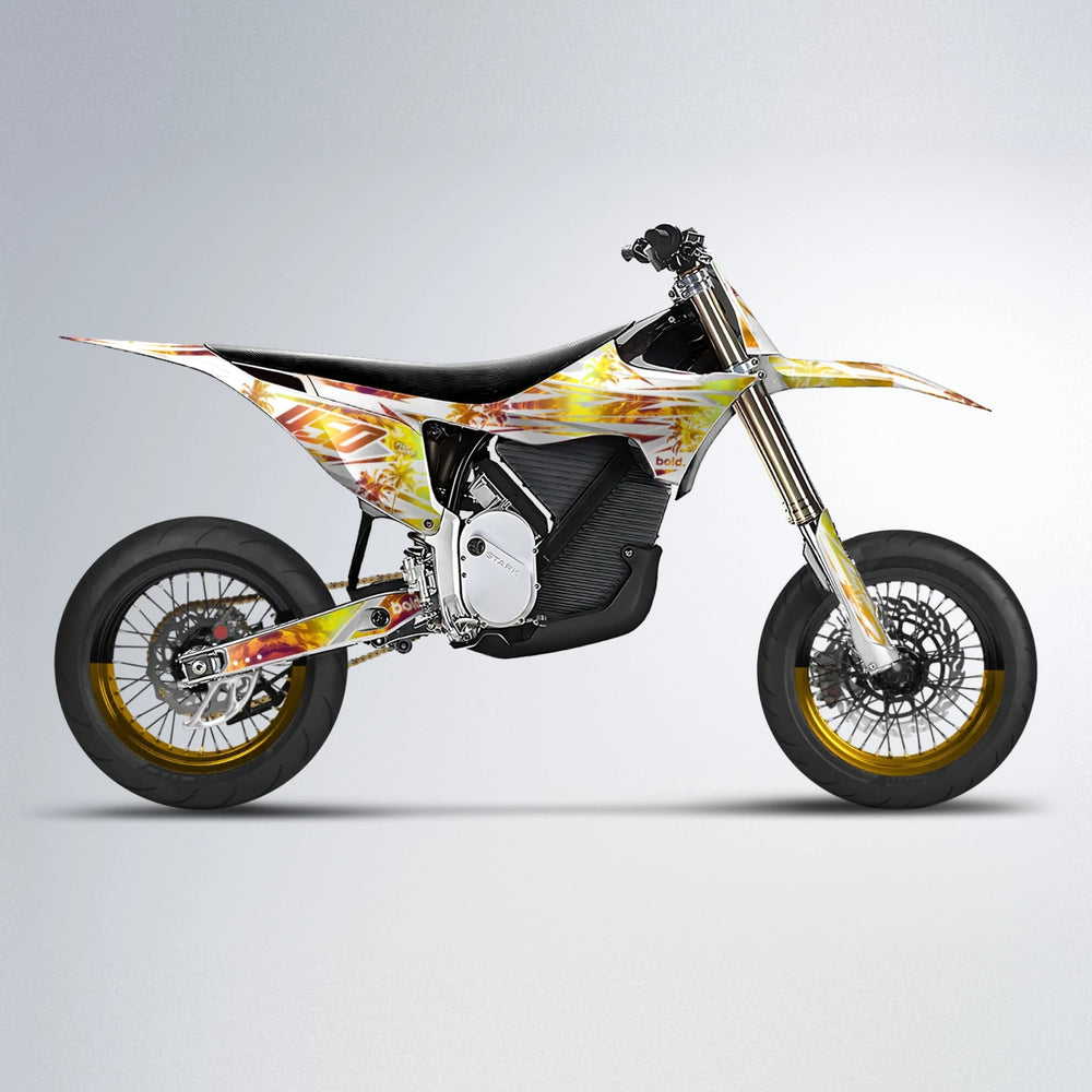 ROZALIN Stark Varg SM supermoto graphics kit in Orange & Yellow