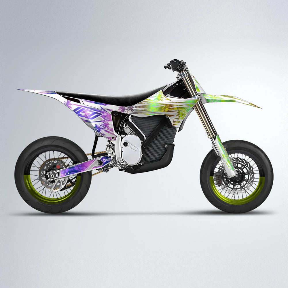 ROZALIN Stark Varg SM supermoto graphics kit in Purple & Yellow