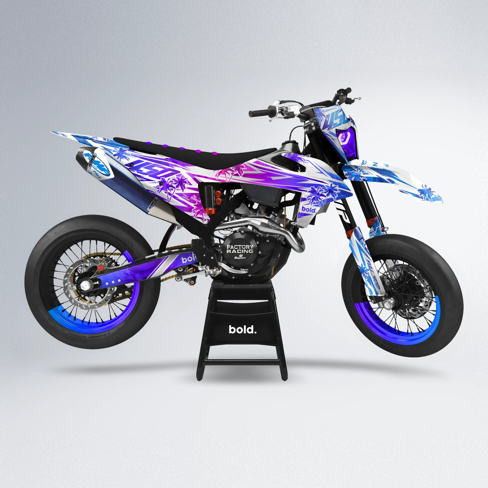 ROZALIN supermoto graphics kit in Blue Purple Fade