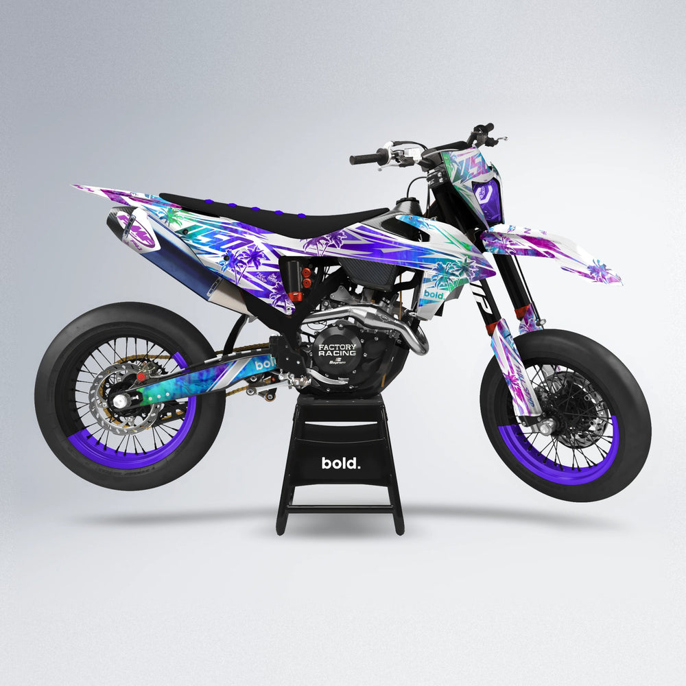 ROZALIN supermoto graphics kit in Purple Holo