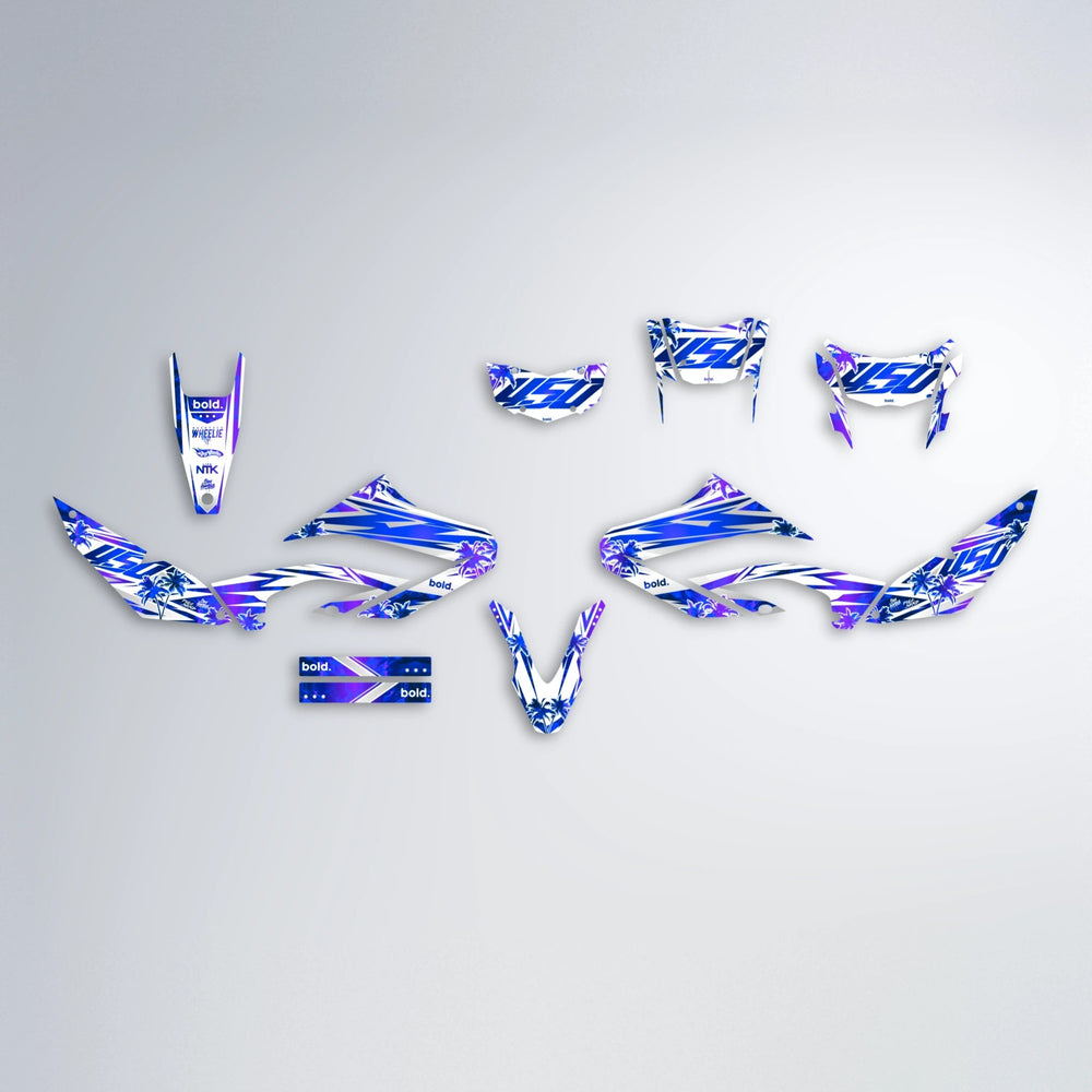 ROZALIN Yamaha WR 125X graphics kit parts layout in Blue