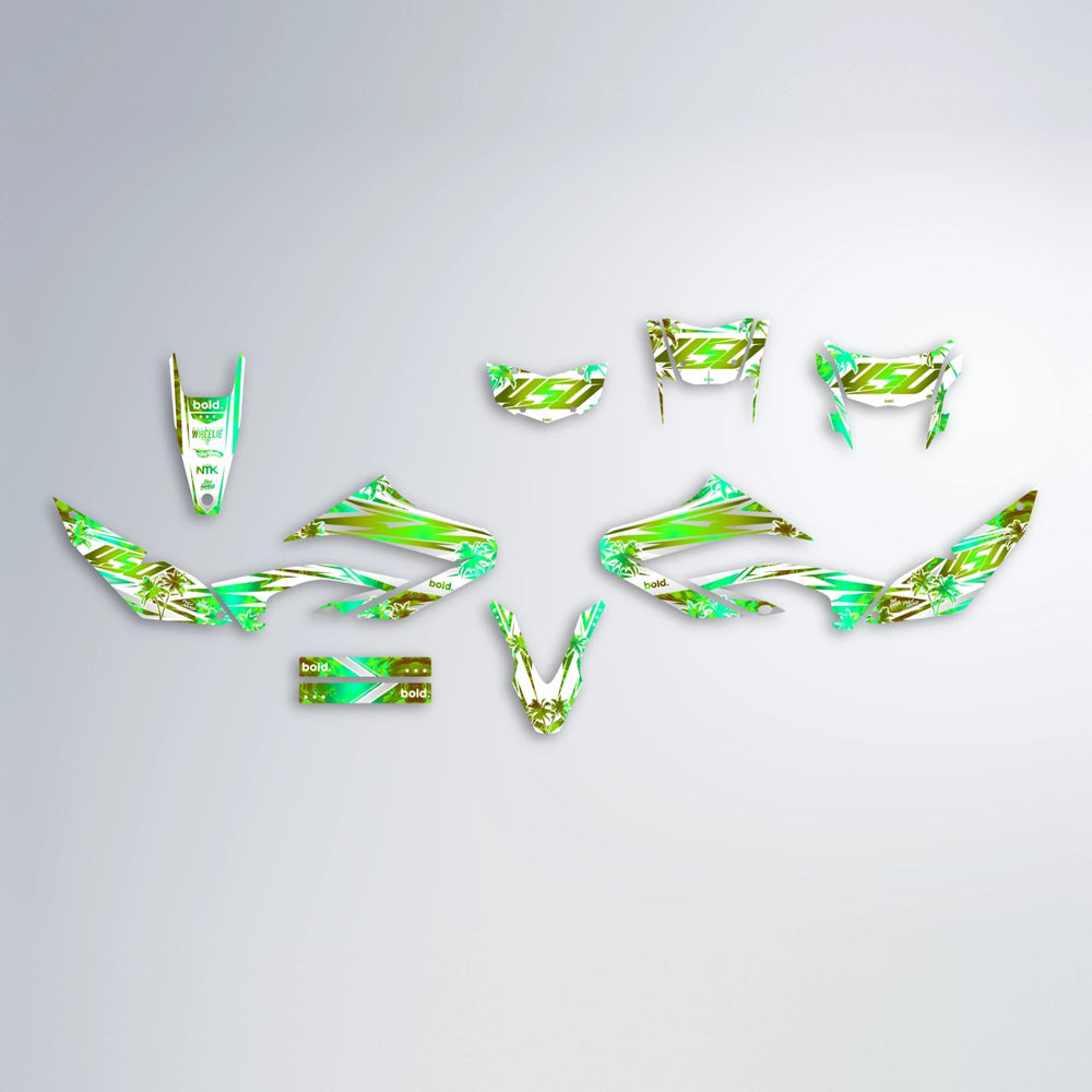 ROZALIN Yamaha WR 125X graphics kit parts layout in Green