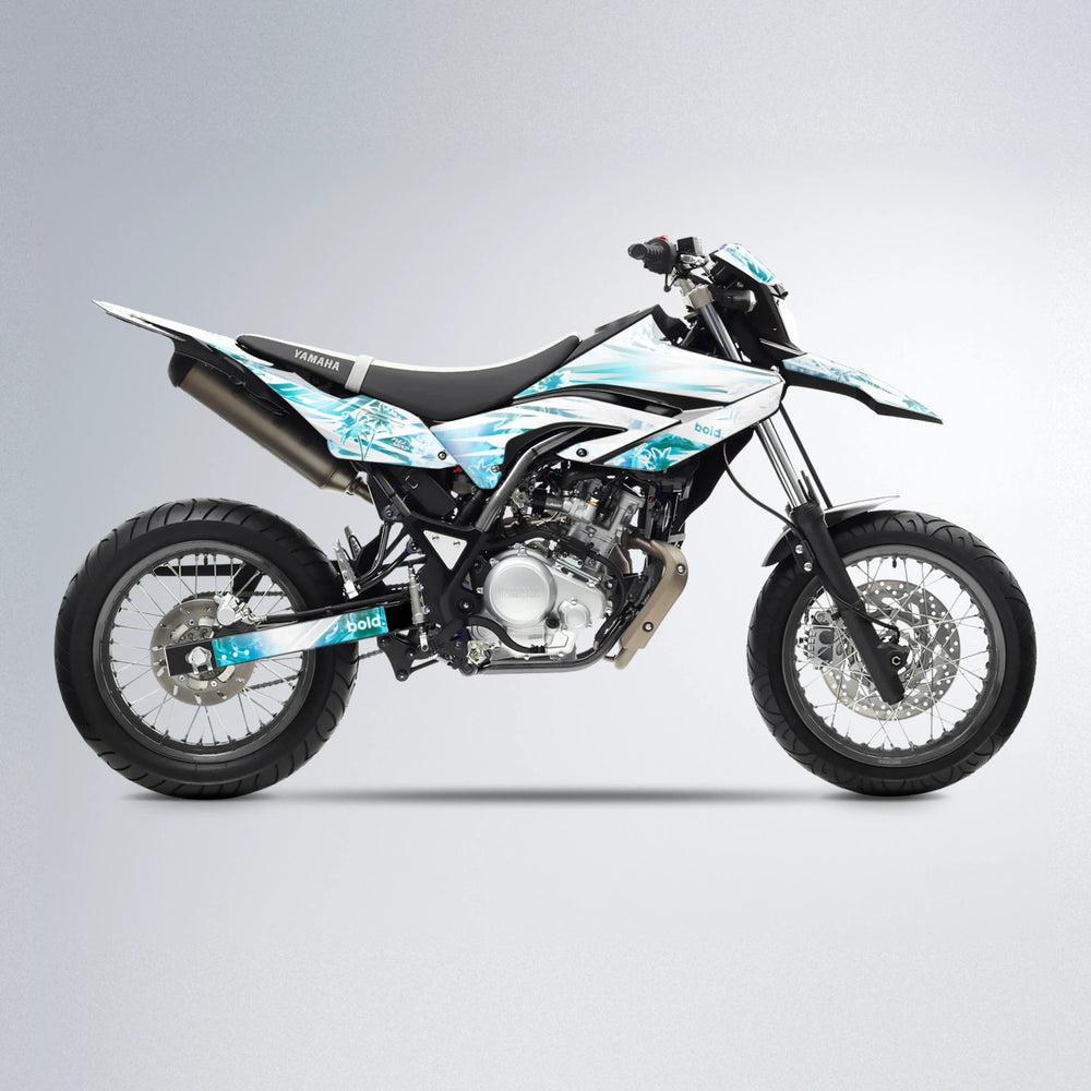 ROZALIN Yamaha WR 125X supermoto graphics kit in Light Blue & White