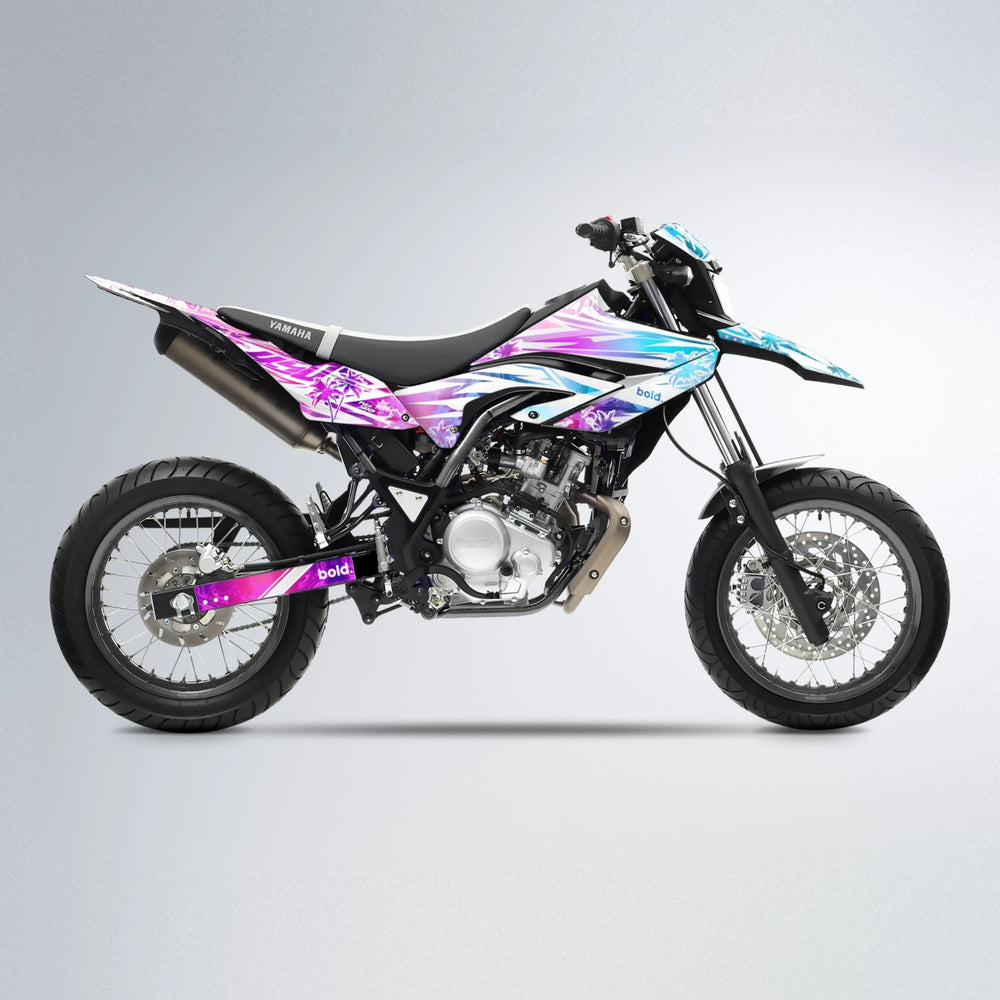 ROZALIN Yamaha WR 125X supermoto graphics kit in Pink & Light Blue