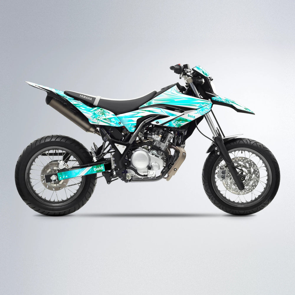 ROZALIN Yamaha WR 125X supermoto graphics kit in Teal