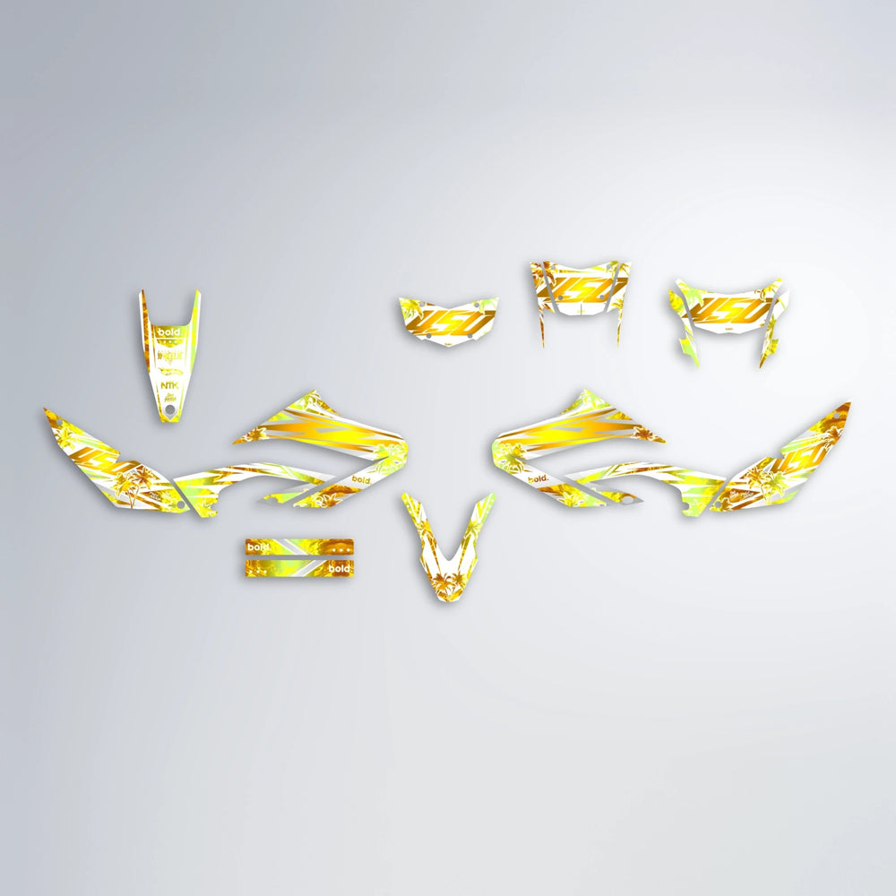 ROZALIN Yamaha WR 125X graphics kit parts layout in Yellow