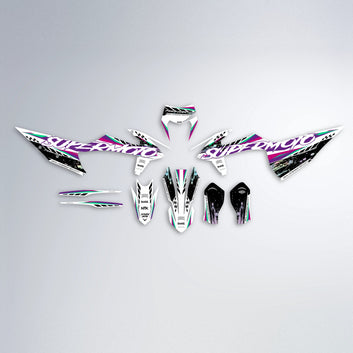 RUSH graphics kit parts layout in White-Purple-Green