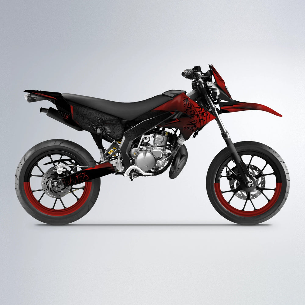 SAMURAI Derbi Senda supermoto graphics kit in Black & Red