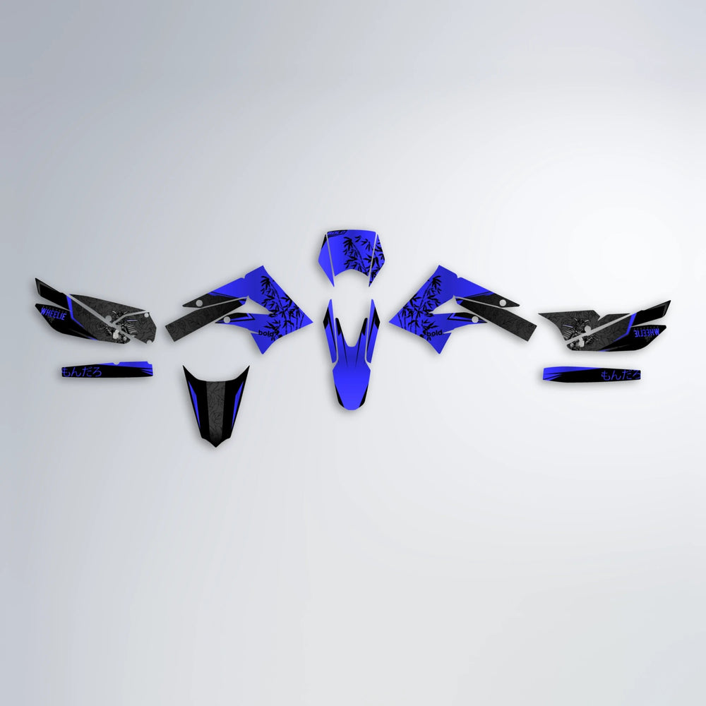 SAMURAI Derbi Senda graphics kit parts layout in Blue