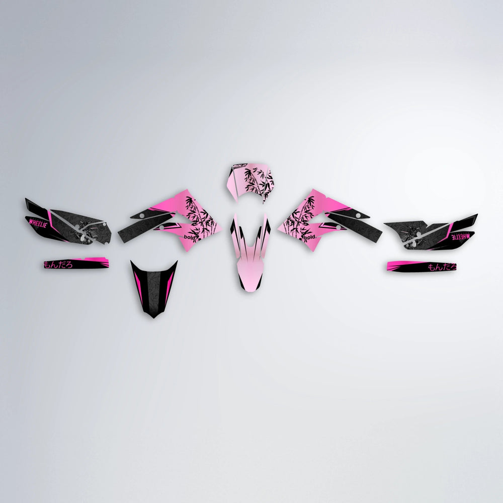 SAMURAI Derbi Senda graphics kit parts layout in Flamingo