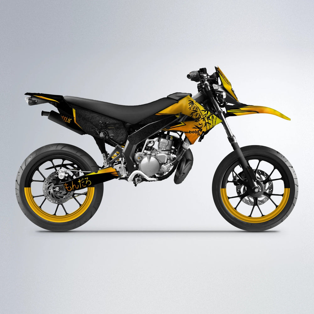 SAMURAI Derbi Senda supermoto graphics kit in Orange & Yellow