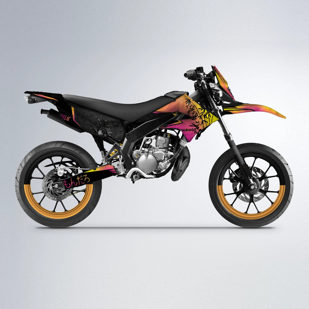 SAMURAI Derbi Senda supermoto graphics kit in Pink & Yellow