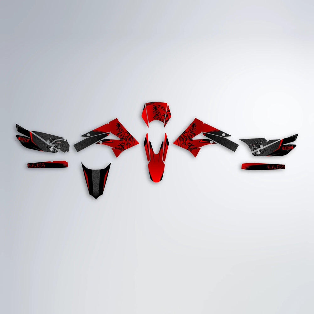 SAMURAI Derbi Senda graphics kit parts layout in Red