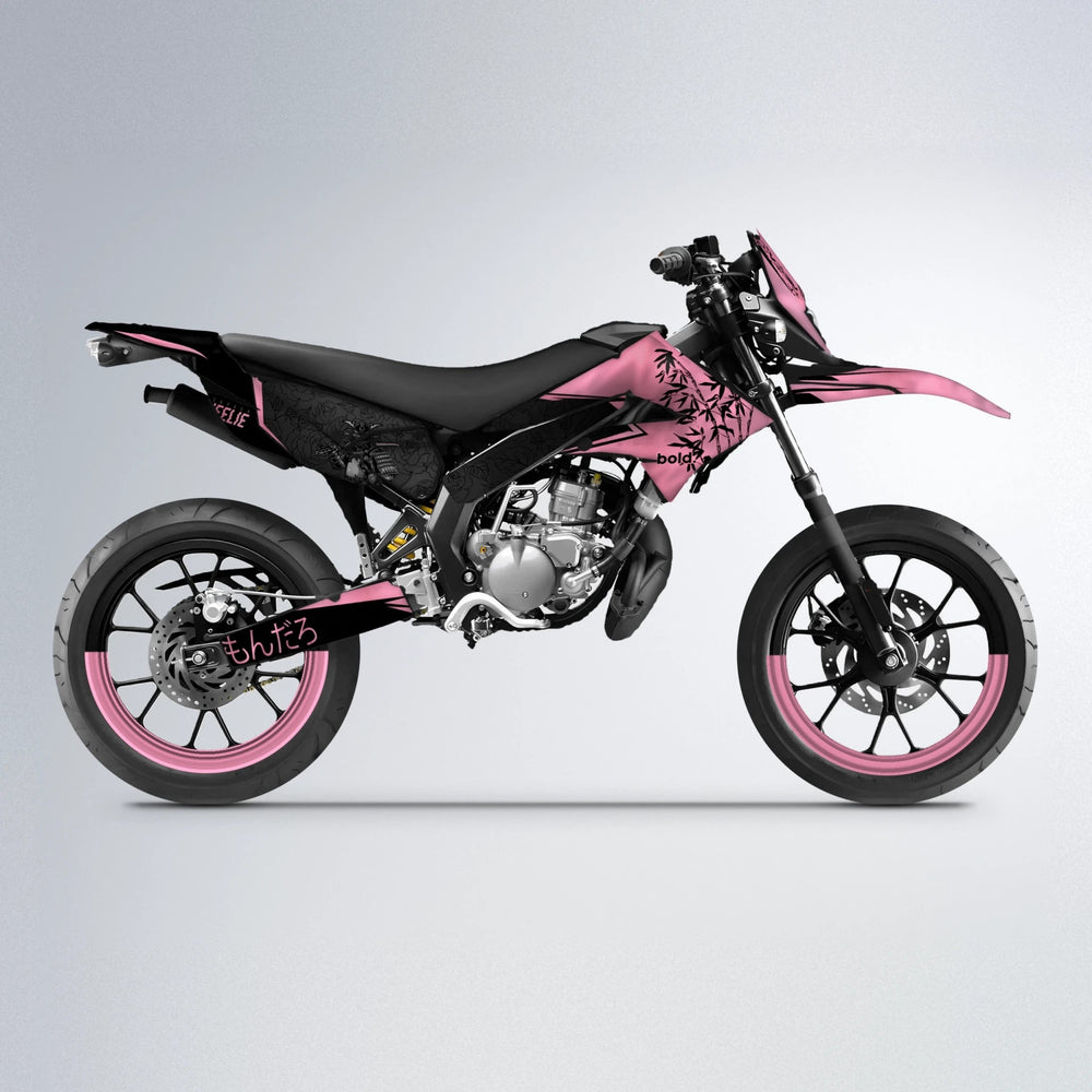 SAMURAI Derbi Senda supermoto graphics kit in Sakura Pink