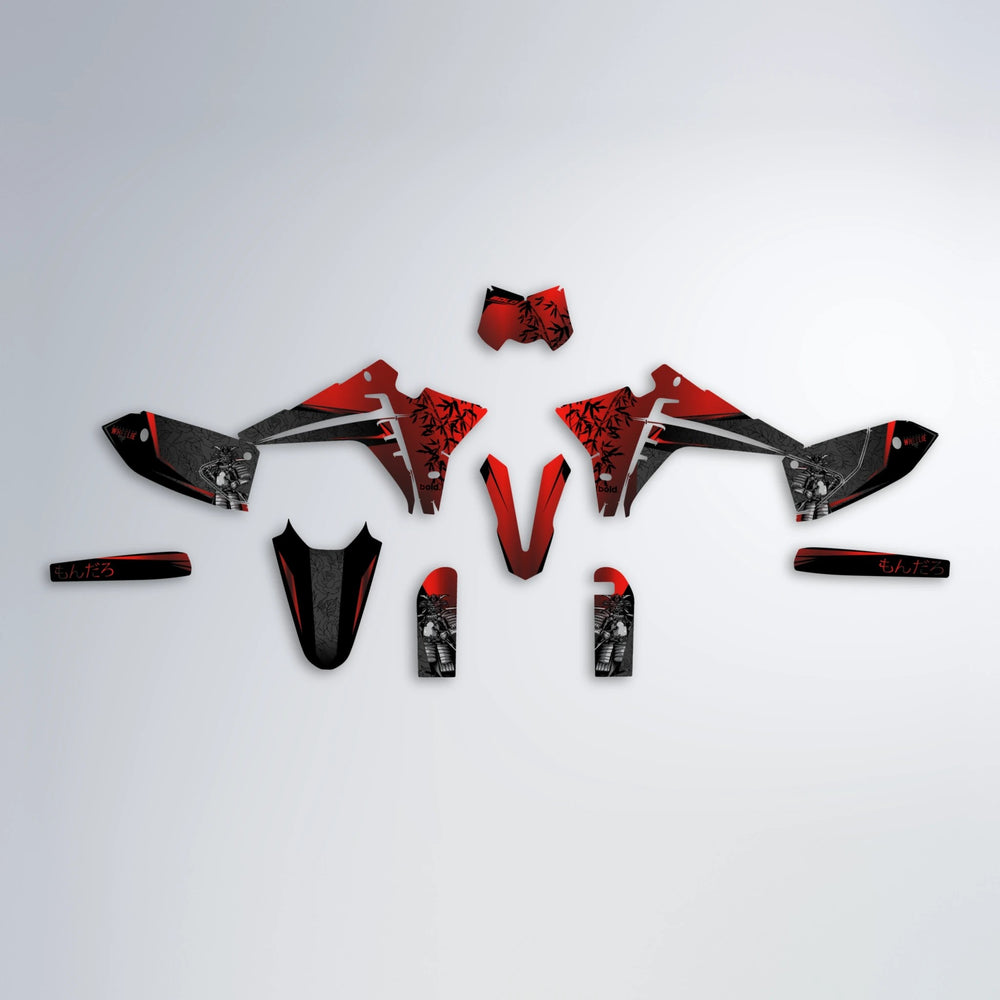 SAMURAI Fantic graphics kit parts layout in Black & Red