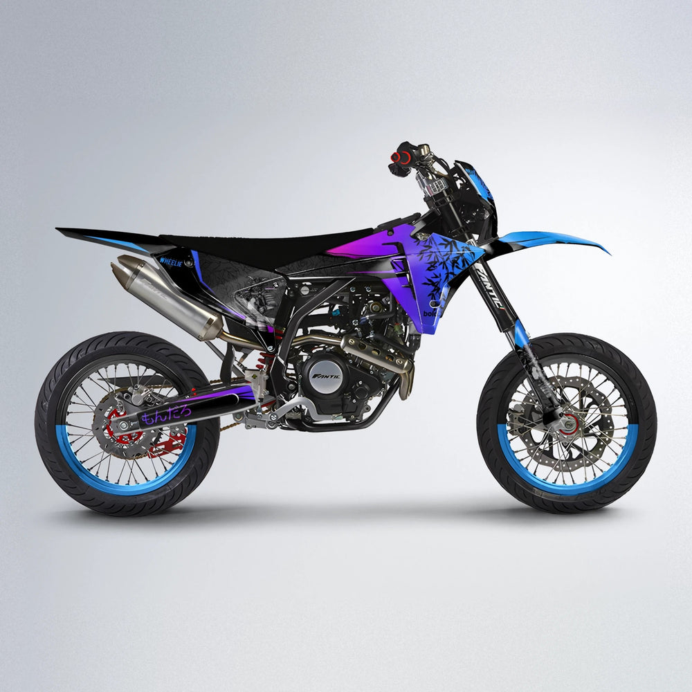 SAMURAI Fantic supermoto graphics kit in Blue Purple Fade