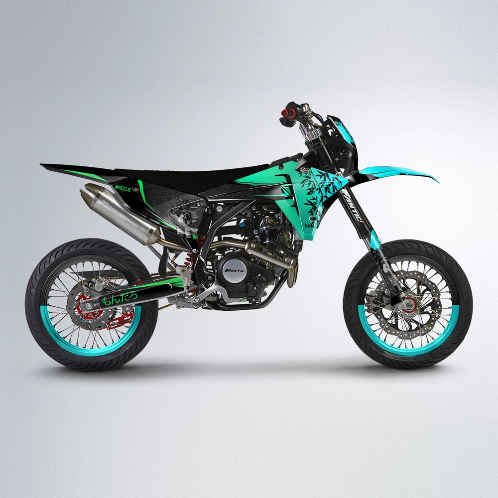 SAMURAI Fantic supermoto graphics kit in Cyan & Green