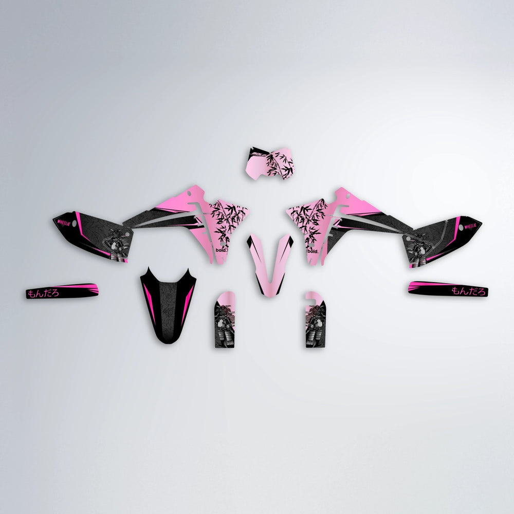 SAMURAI Fantic graphics kit parts layout in Flamingo
