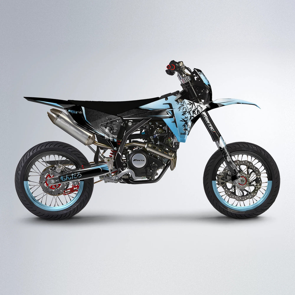 SAMURAI Fantic supermoto graphics kit in Light Blue & White