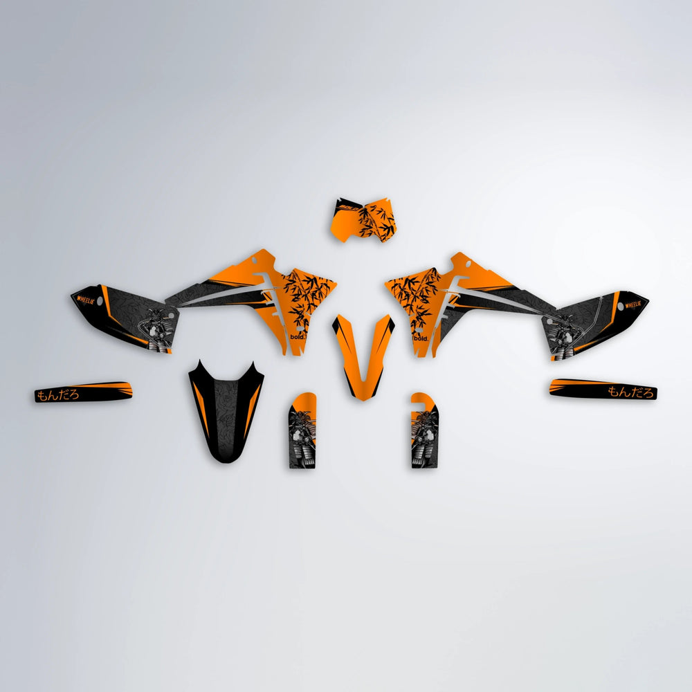 SAMURAI Fantic graphics kit parts layout in Orange