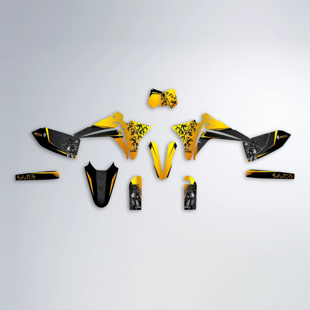 SAMURAI Fantic graphics kit parts layout in Orange & Yellow