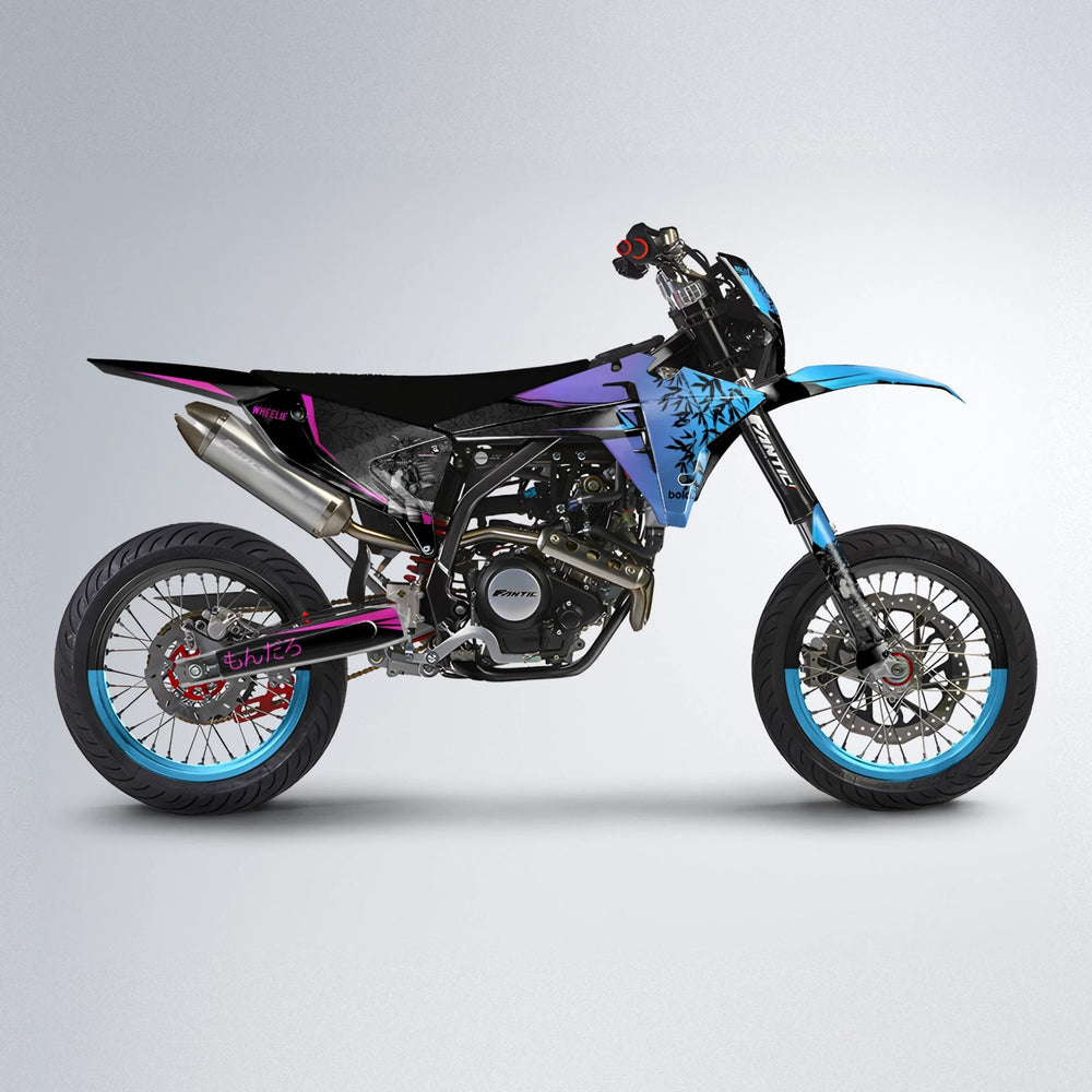 SAMURAI Fantic supermoto graphics kit in Pink & Light Blue