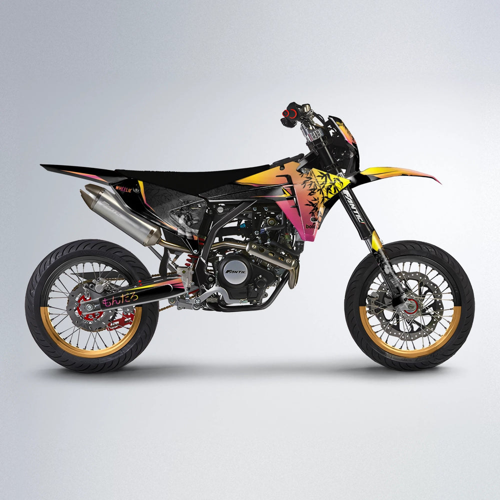 SAMURAI Fantic supermoto graphics kit in Pink & Yellow