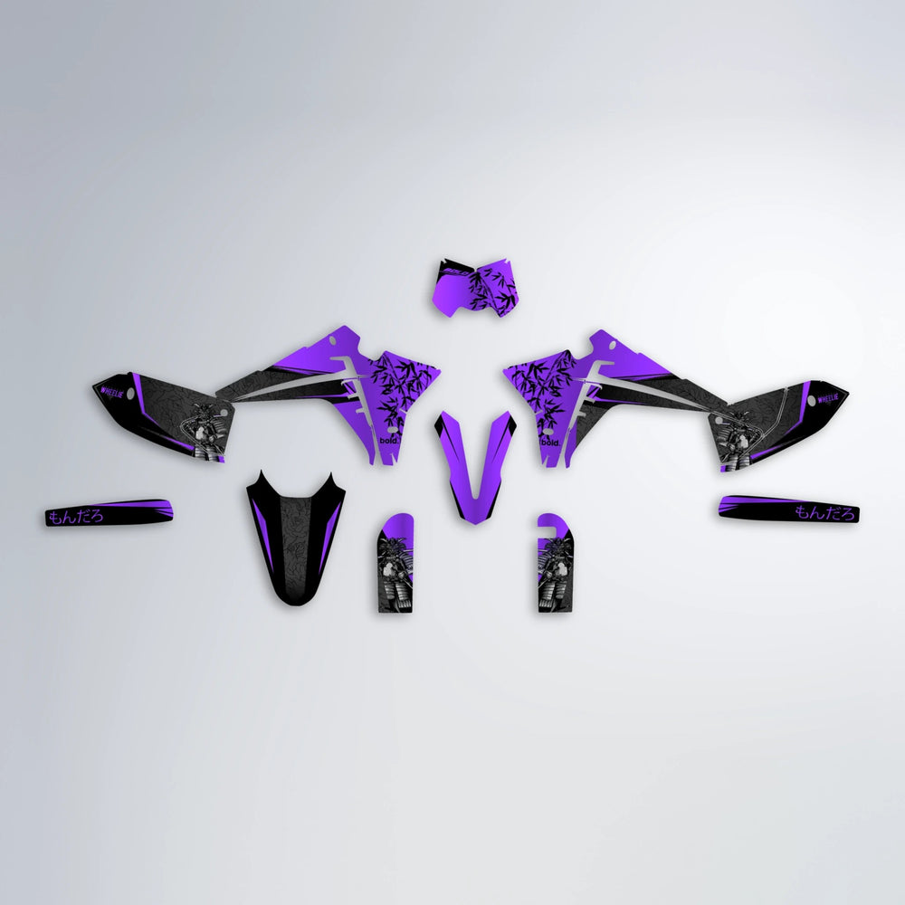 SAMURAI Fantic graphics kit parts layout in Purple